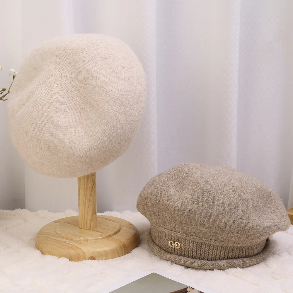Women's Beret Hat Elegant Autumn Winter Warm Painter Style_voghion.com
