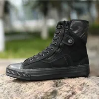 New High top Canvas Shoes  Espadrilles Zapatos Chaussure Homme Men all black Casual sneaker Flat  canvas Shoes Big Size 37-46 2
