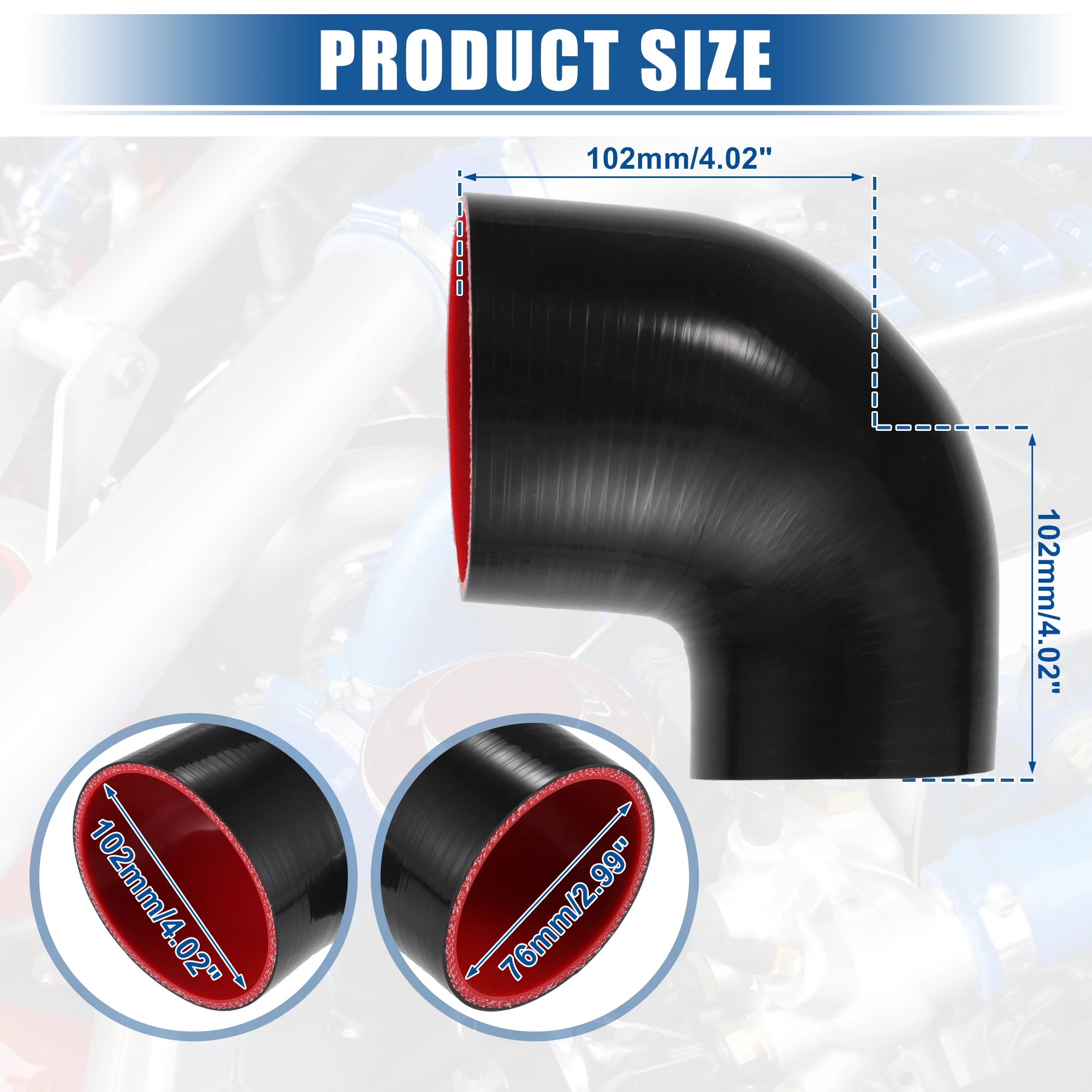 X Autohaux Tubo di Aspirazione in Lega di Alluminio OD 38/45/51/63/76/89/102MM Tubo Intercooler Tubo Aria 0 45 Gradi 300mm Lungo per Auto Auto Auto  34