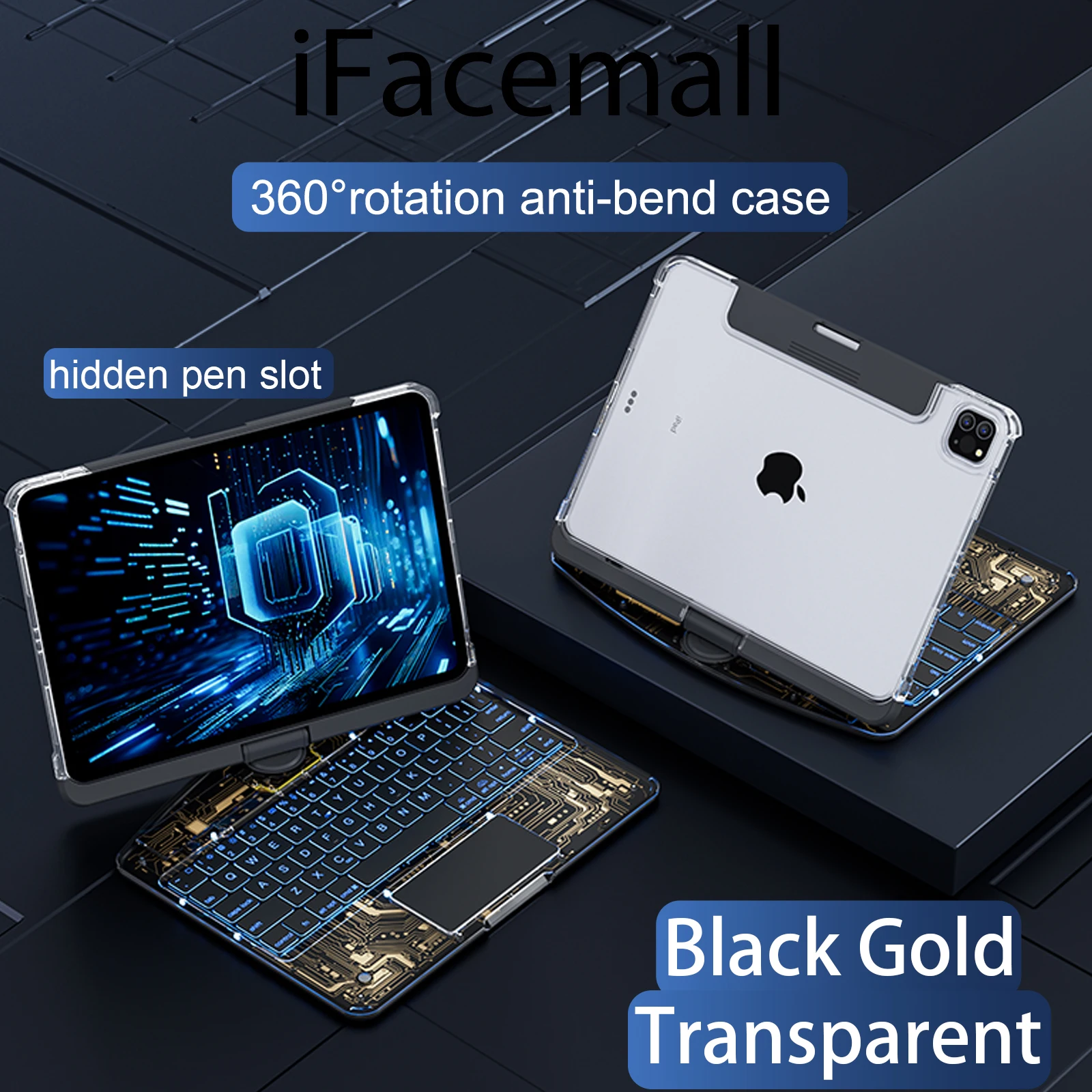 韓国風 透明 iPad Air 13 マジックキーボード iPad Pro Magic Keyboard for iPad Air 13-inch (M2) - Korean - Black