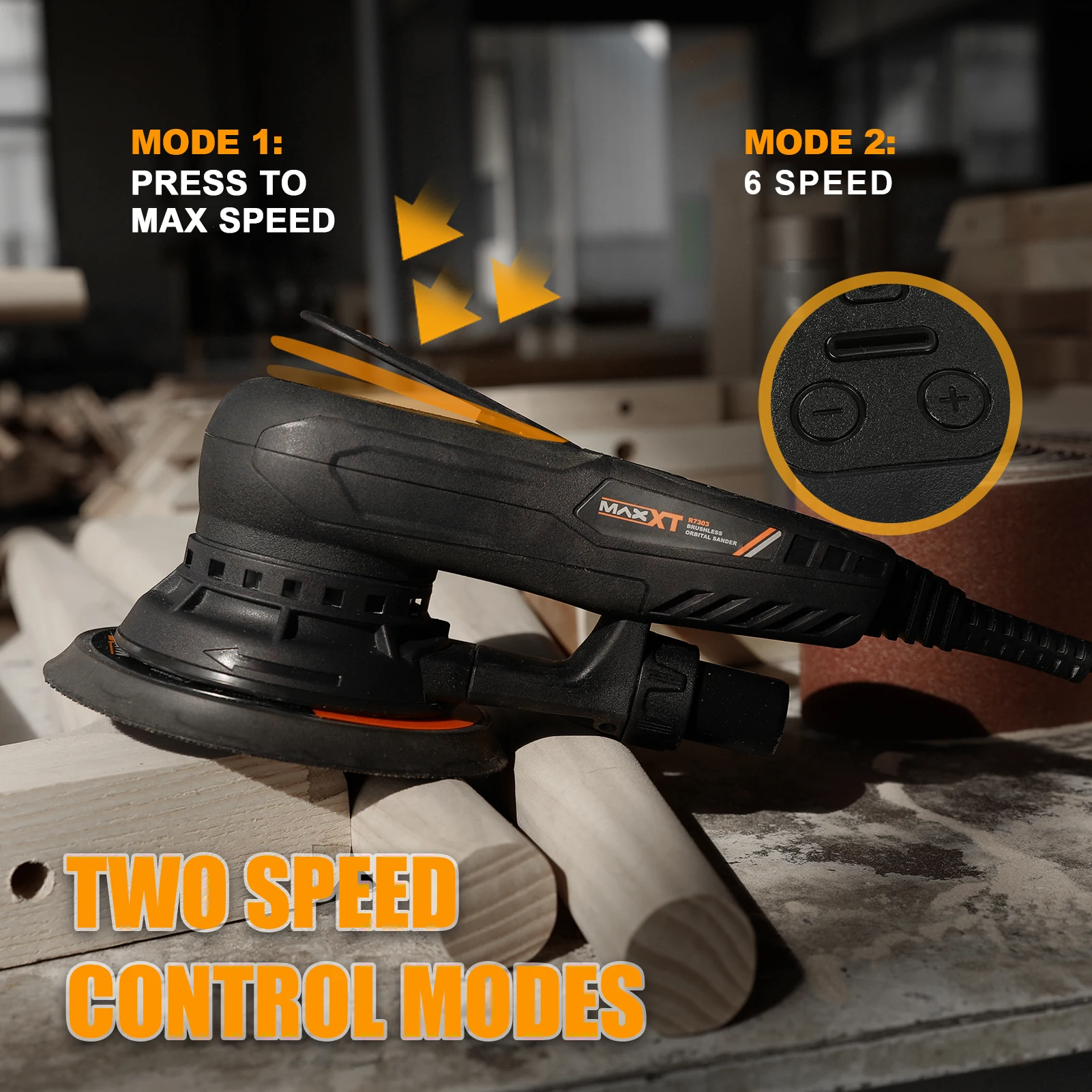 MAXXT 5.0mm/2.5mm  Random Orbital  Sander Brushless 350W  3A Multi-function Variable Speed Electric Corded Car Polishing Machine 3