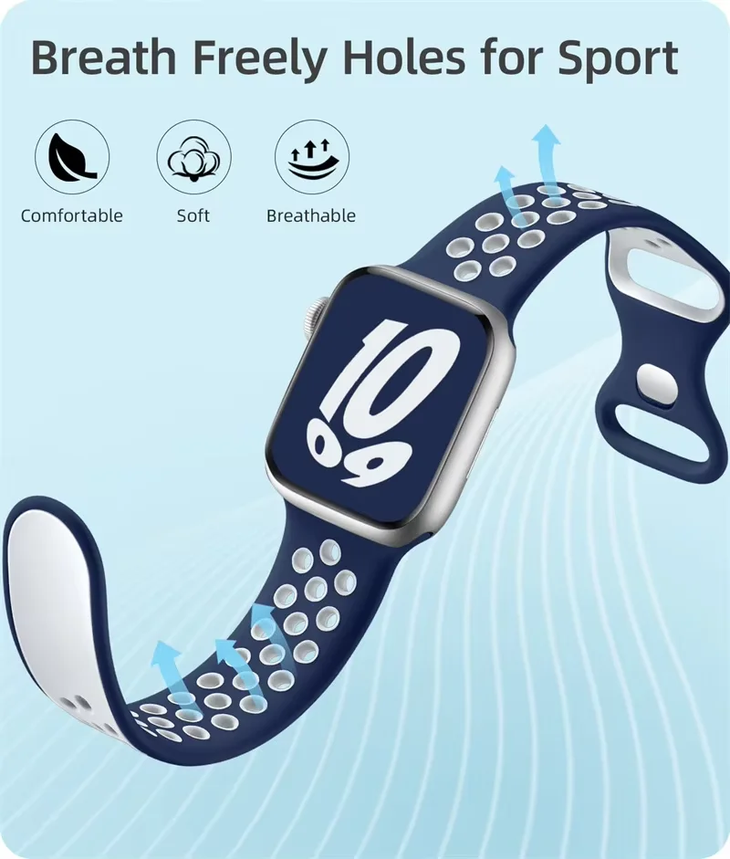 Breathable Soft Silicone Strap for Smartwatch - Versatile Size Options