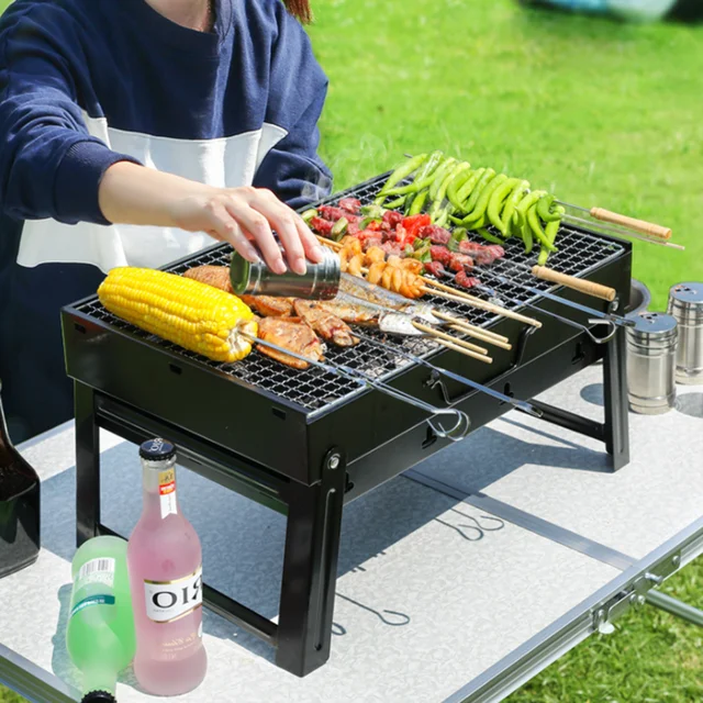 Parrillas plegables portátiles para barbacoa, estufa de carbón de