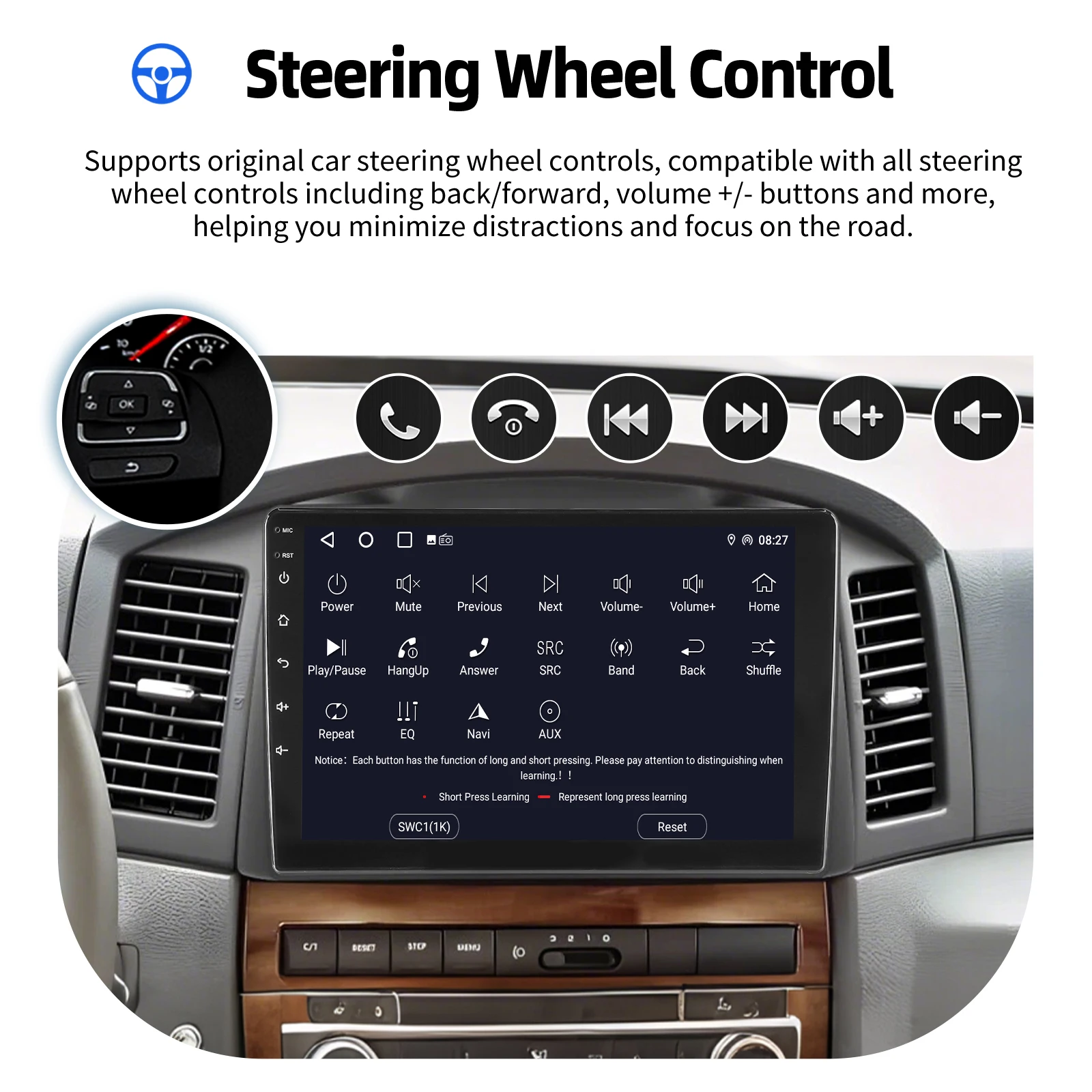 ESSGOO 10 Zoll IPS-Touchscreen-Display Android 15 Kabellos Carplay Android auto Für Jeep Grand Cherokee 2005-2007 Autoradio GPS-Navigation Mirror link ASP Sound WLAN SWC RDS FM USB Bluetooth – Detail 13
