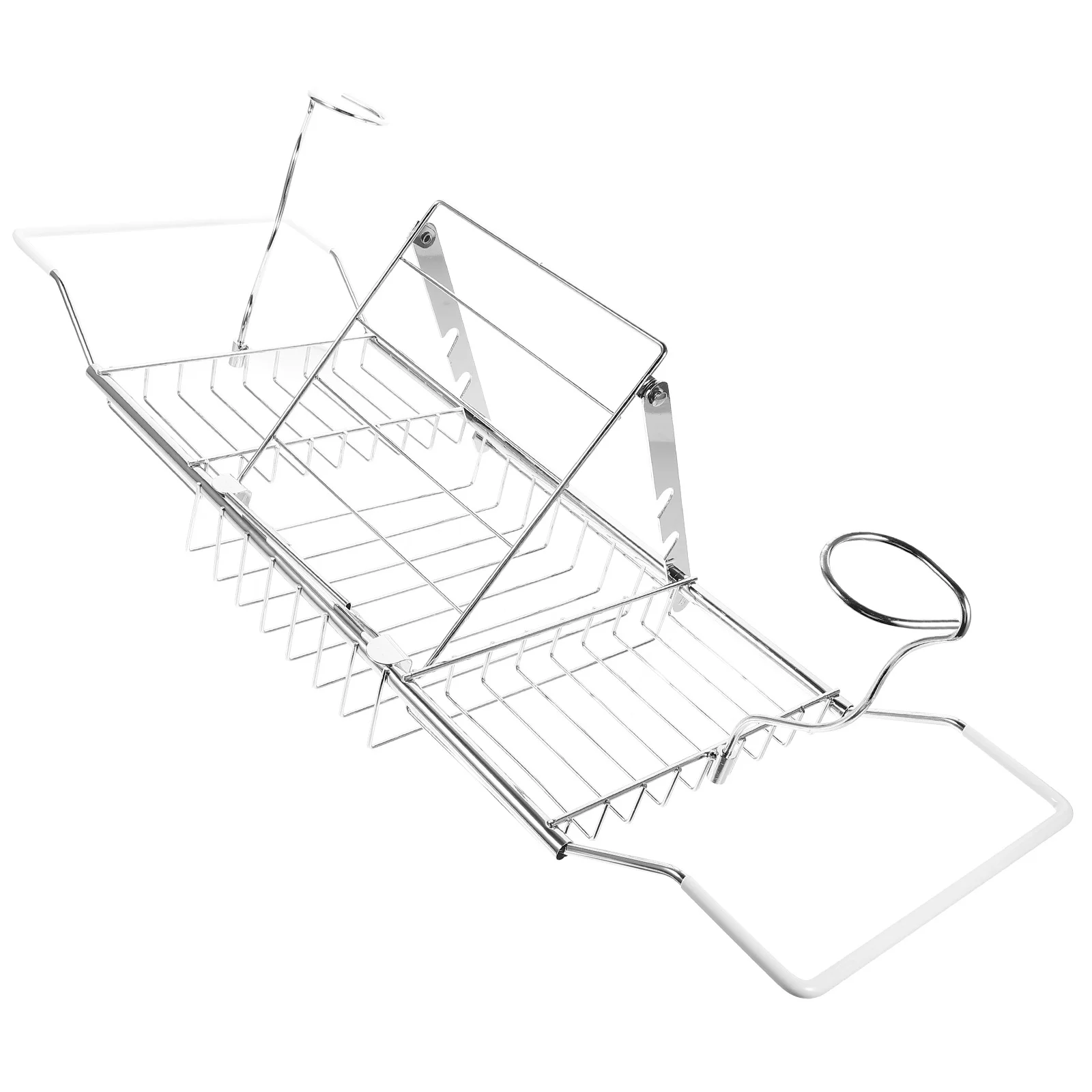 Stainless Bathtub Tray Over the Tub Racks Retractable Shower Organizer with Extending Sides for Holding and Towels