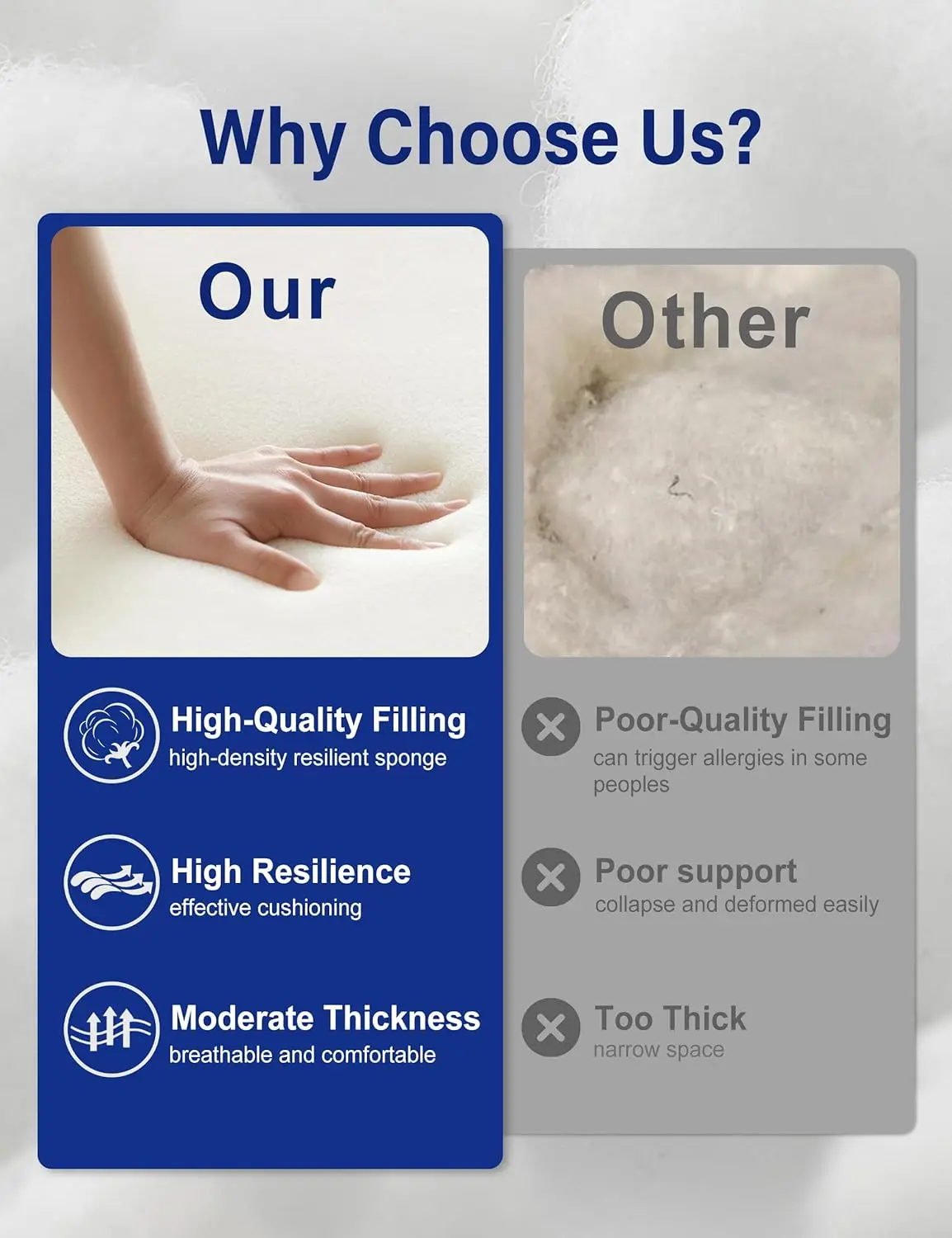 Adirondack Chair Cushion, Rocking Chair Cushions with Straps, Folding Patio Chair Pad for Indoor and Outdoor, 19.7x18.9x1.5 Inch