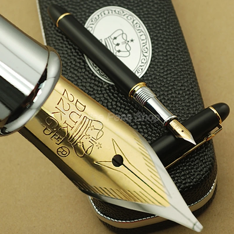 Duke Black & Golden Fountain Pen M Nib For Writing Pen Supplies GFP004 duke classic metal e fine nib 0 38mm fountain pen writing ink pen supplies dfp018