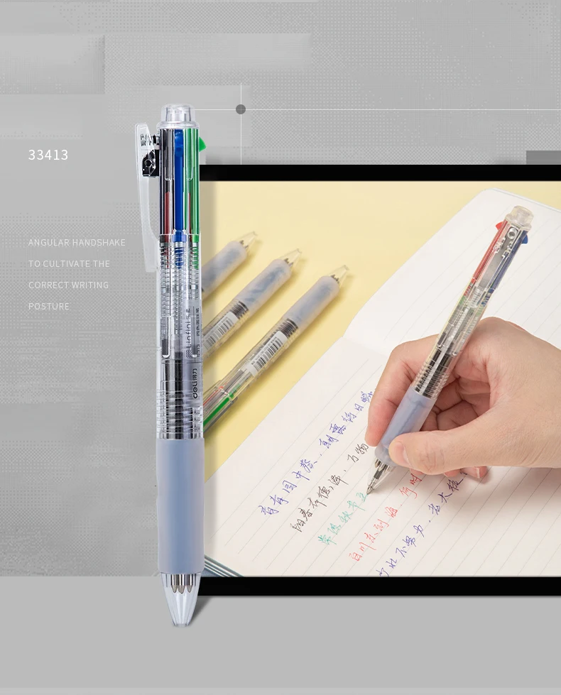 Deli 4-in-1-Mehrfarbstift, 5 Stück einziehbare Kugelschreiber mit verschiedenen Farben, 0,7 mm rutschfester Griff, perfekt für Büro, Schule – Detail 8