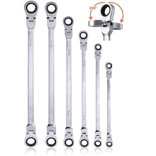 

Car Hand Tools Ratcheting Spanner Extra Long Flex-Head Ratchet Box End Wrench Set 1 Piece