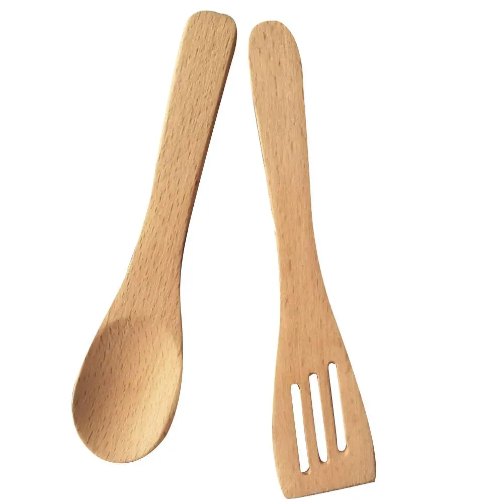 2 PCs Children Kitchen Playset Wooden Spoon and Shovel Toy Utensil Mini Toddler Toys