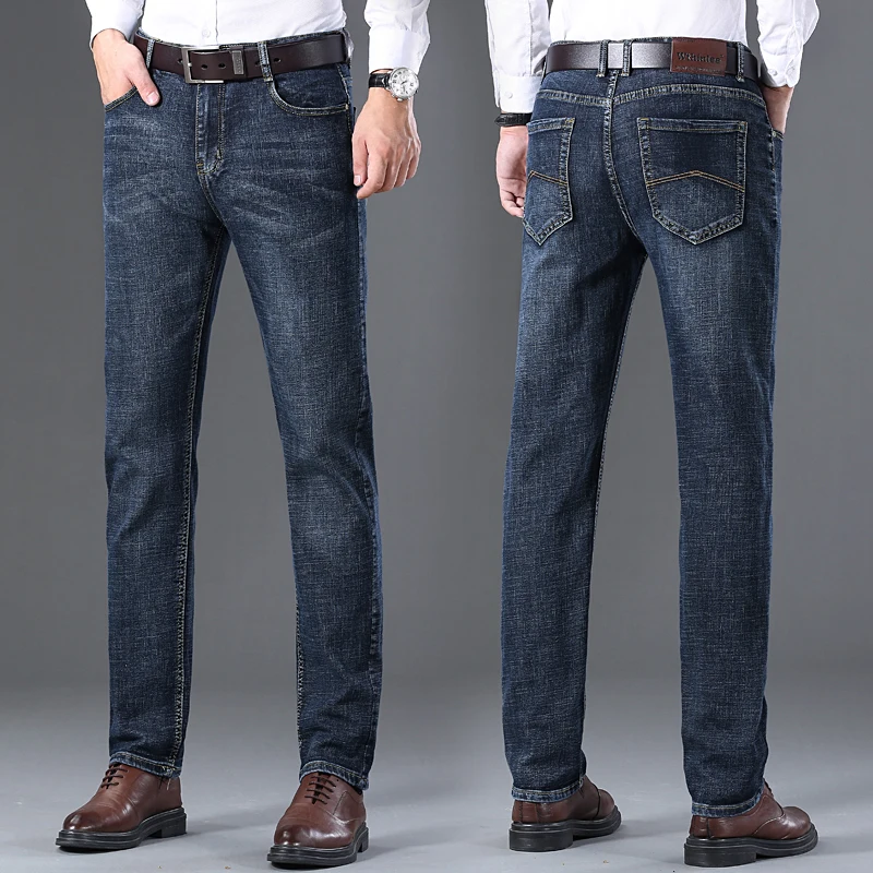 WTHINLEE New Casual Jeans Men's Fashion Business Straight Denim Trousers Blue Gray Brand Clothing Classic Stretch Work Pants 6
