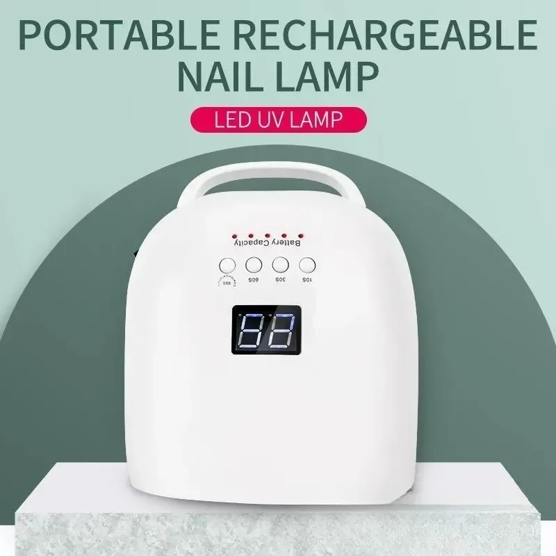 86W Wireless Gel Polish Drying Machine Rechargeable Nail Drying Lamp Red Light Manicure with Handle Cordless Nail UV LED Lamp