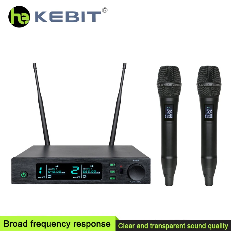 KEBIT KU-1012 Профессиональный UHF Динамический Ручной Двойной беспроводной микрофон для караоке пения