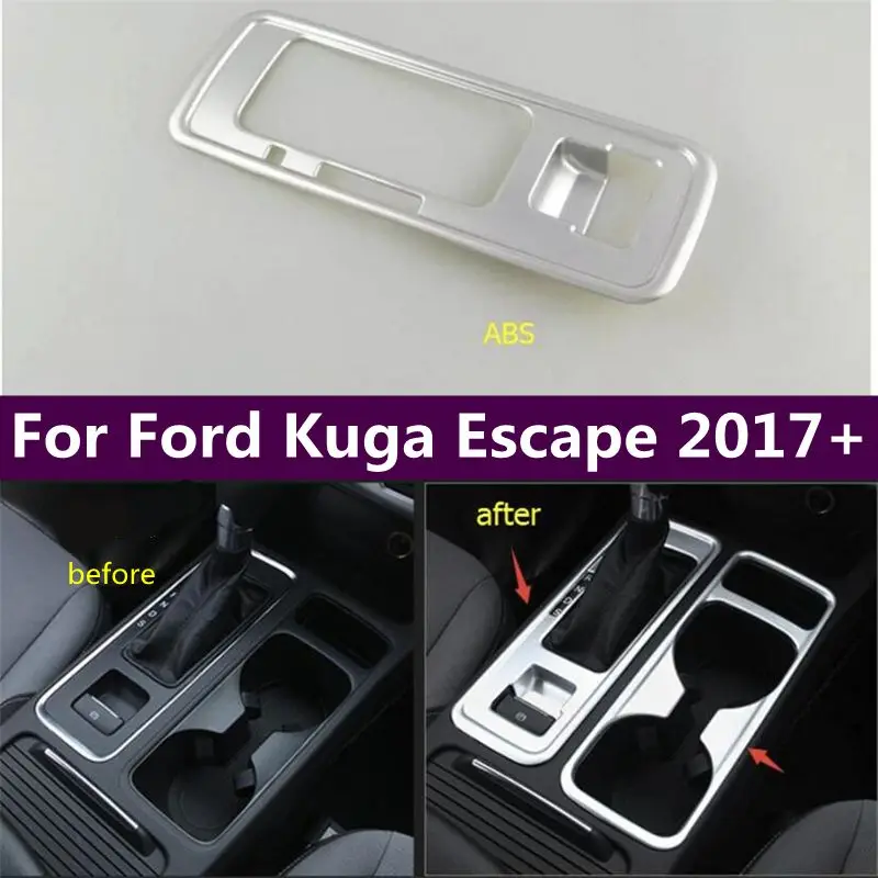

Stalls Gear Shift Box with Water Cup Bottle Holder Panel Decoration Cover Trim Fit For Ford Kuga Escape 2017 - 2019 Accessories
