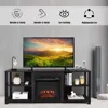 2-Tier TV Stand, Modern Entertainment Centers with Adjustable Shelves, Suitable for 18" Electric Fireplace (Not Included) 4