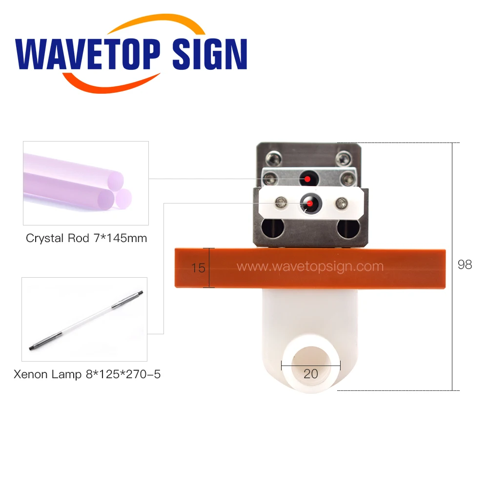 WaveTopSign Laser Welding Machine Single Lamp Ceramic Cavity use Xenon Lamp 8*125*270mm Crystal Rod 7*145mm 3
