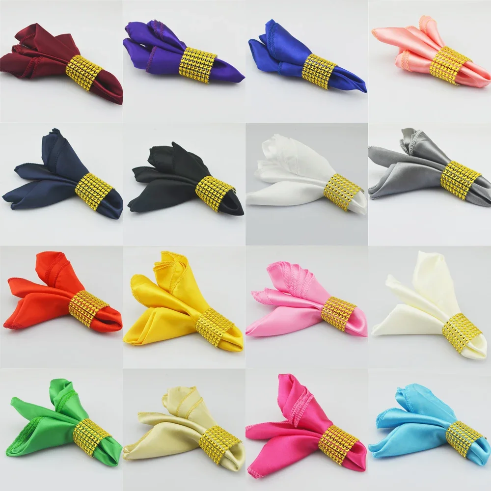12pcs Satin Square 30cm Napkins Wedding Birthday Christmas Party DIY Decor Handkerchief Table Dinner Tea Napkin Home Supplies