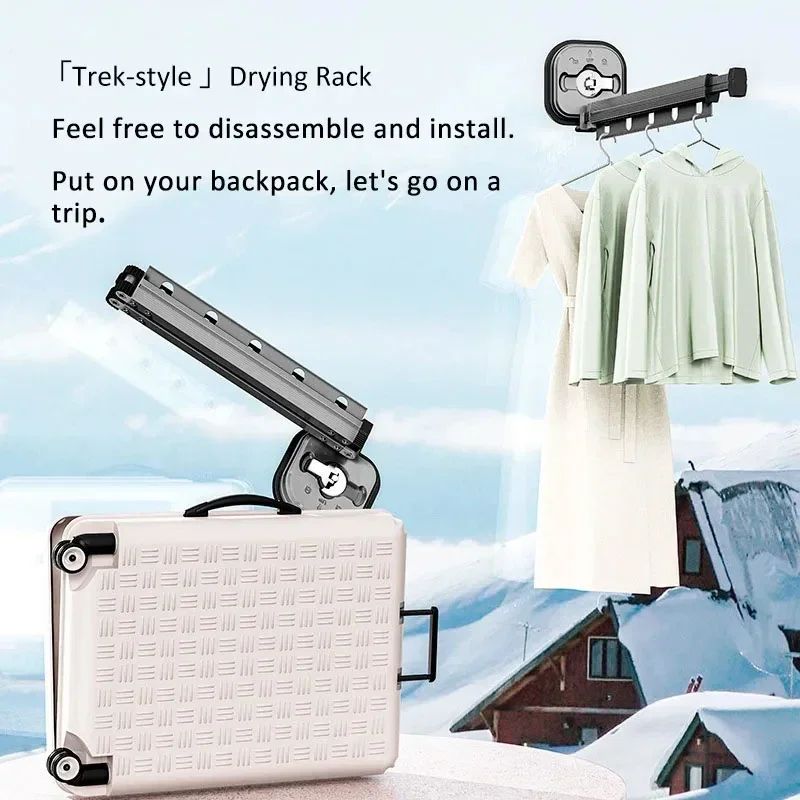 Retractable Clothes Drying Rack,Space-Saver,Collapsible Drying Racks for Laundry Room,Wall Mounted Clothes Hanger Rack 4