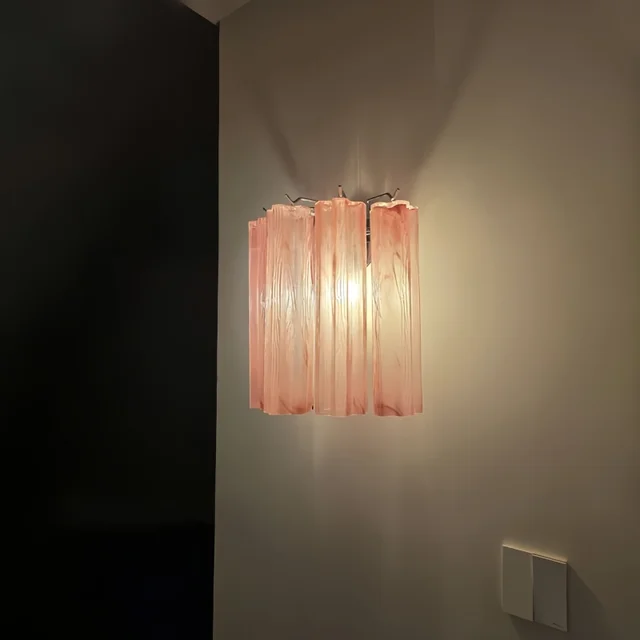 โคมไฟติดผนังทรงหลอดแก้วมูราโน่สีชมพู สไตล์อาร์ตเดโค สำหรับห้องนอน ห้องนั่งเล่น วิลล่า โถงทางเดิน ระเบียง 1