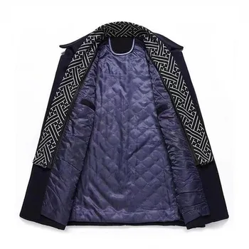 Alternative view of Winter Men Wool Coats New Fashion Middle Long Scarf Collar Cotton-Padded Thick Warm Woolen Coat Male Trench Coat Overcoat M-5Xl