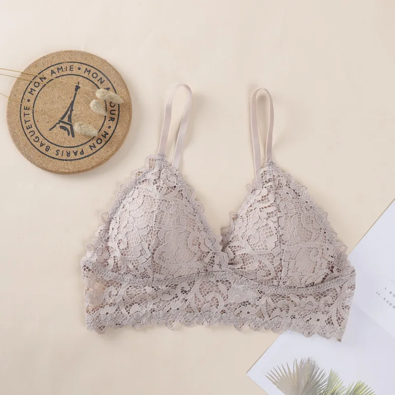 Floral Lace Bra Non-Wire Bralette Push Up Bras For Women V-neck Brassiere Female Padded Underwear Sexy Lingerie Intimates