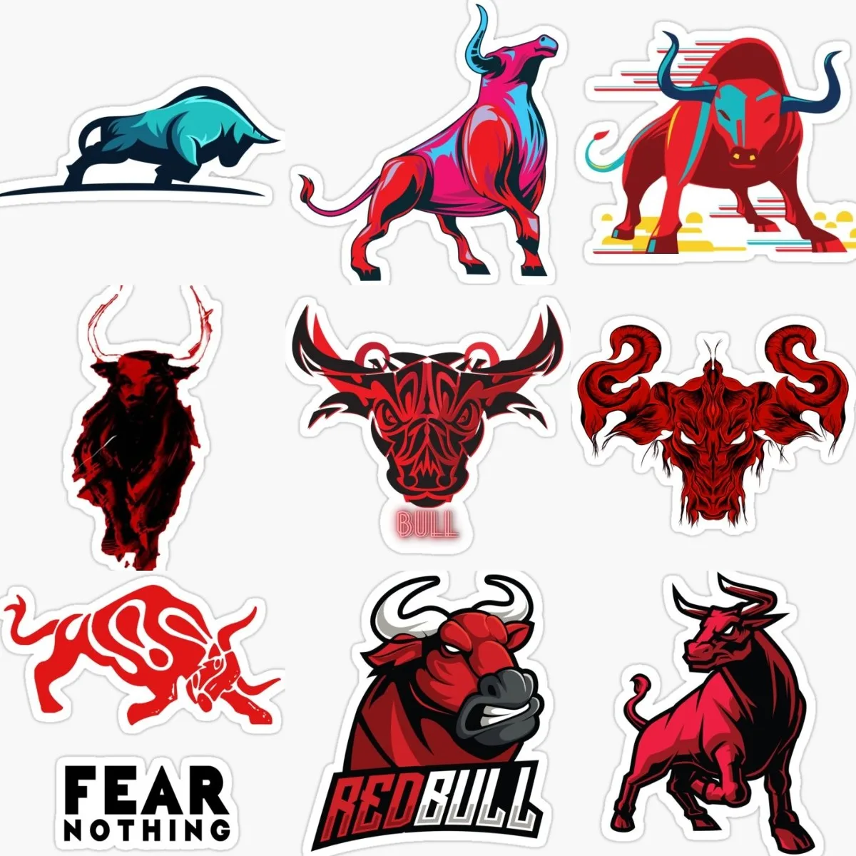 Creative Art Bull Sticker Red Laptop Car Window Wall Rooms Truck Window Bicycle Van Moto Glass Helmet Racing Decal Personalizzabile