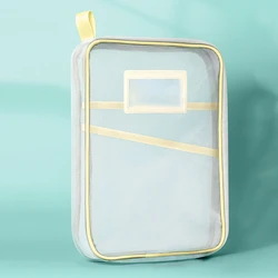 A4 Double-Layer Mesh Zipper Bag - Large Capacity Stationery Organizer - 31x23.5x4cm (Yellow)