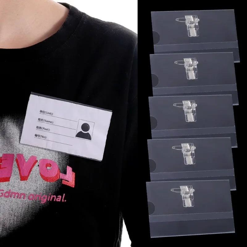 1-10pcs Name Badge Holders Clear Plastic Horizontal Name Badge Soft Working Holders with Metal Clips & Pins ID Card