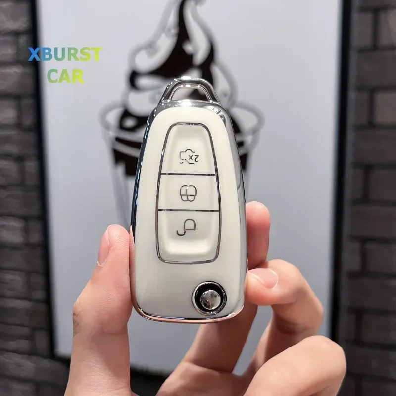 Tpu Car Folding Key Case Cover Bag Shell Fob Per Ford Mondeo Ranger Transit Tourneo Custom Focus C-Max S-Max Galaxy