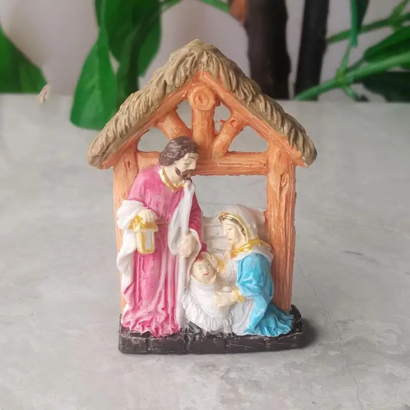 Set Di Statuette Natalizie Per Presepe Della Sacra Famiglia 10 Pezzi In Resina J 1229225