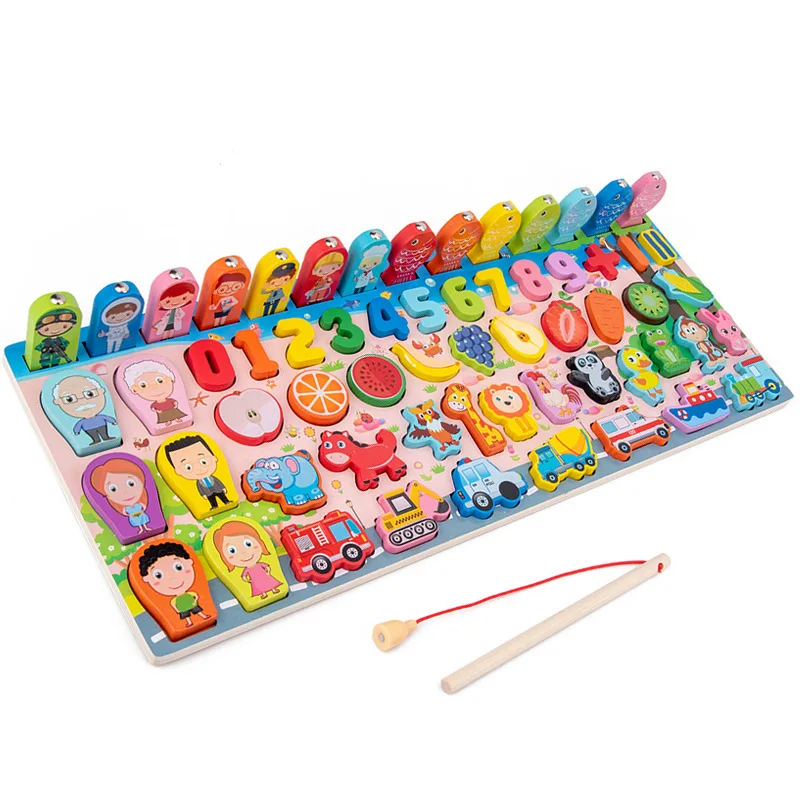 Multi-Function Educational Wooden Fishing & Counting Game