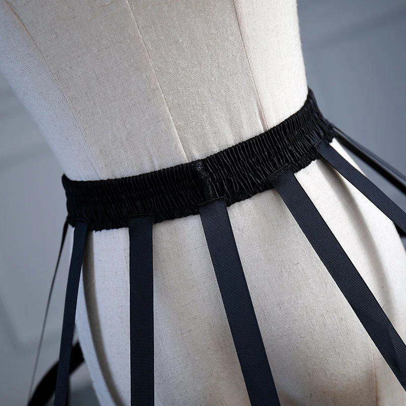 Black Lolita Crinoline Hollow Bird Cage Adjustment Fishbone Five Steel Circle White Lolita Princess Wedding Dress Tutu Skirt