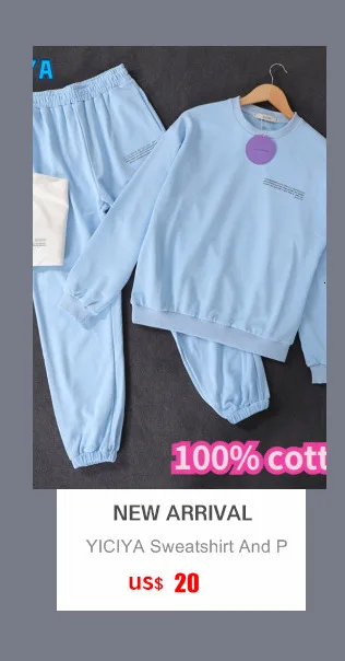 YICIYA Women's Tracksuit 100% Cotton T-shirt And Track Pants Suit For Fitness Sportswear Jogging Two Piece Set Sport Outfit Met