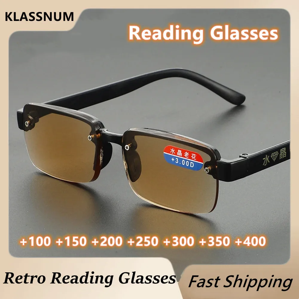 Mode Halb rahmen Lesebrille Männer Frauen Augenschutz Anti-Blaulicht Brille High-End-Business-Brille 1.0 ~ 4,0