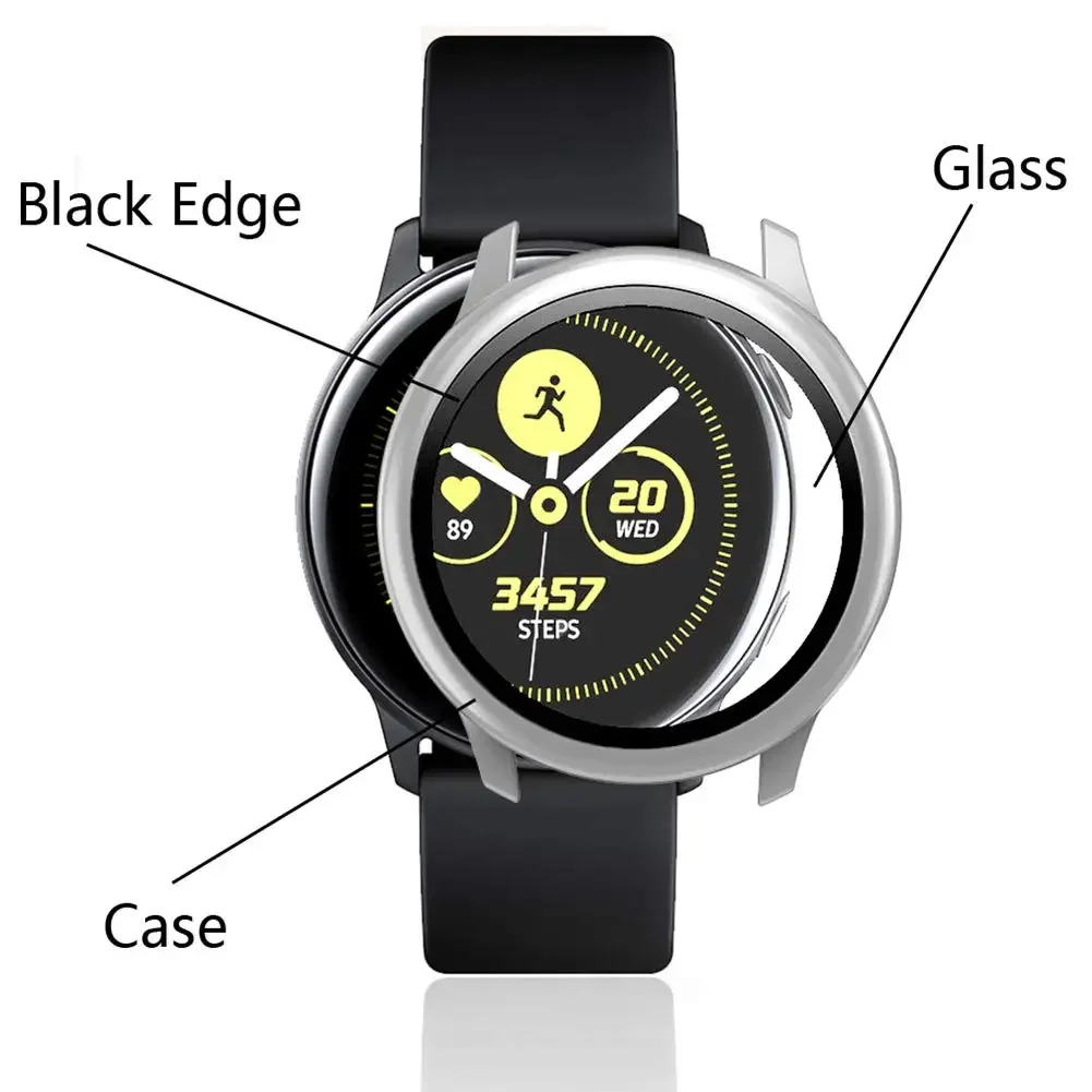 Premium Accessory Bundle: Glass Case, Strap, and Screen Protector with 20mm Watch Bands and PC+Bumper Cover