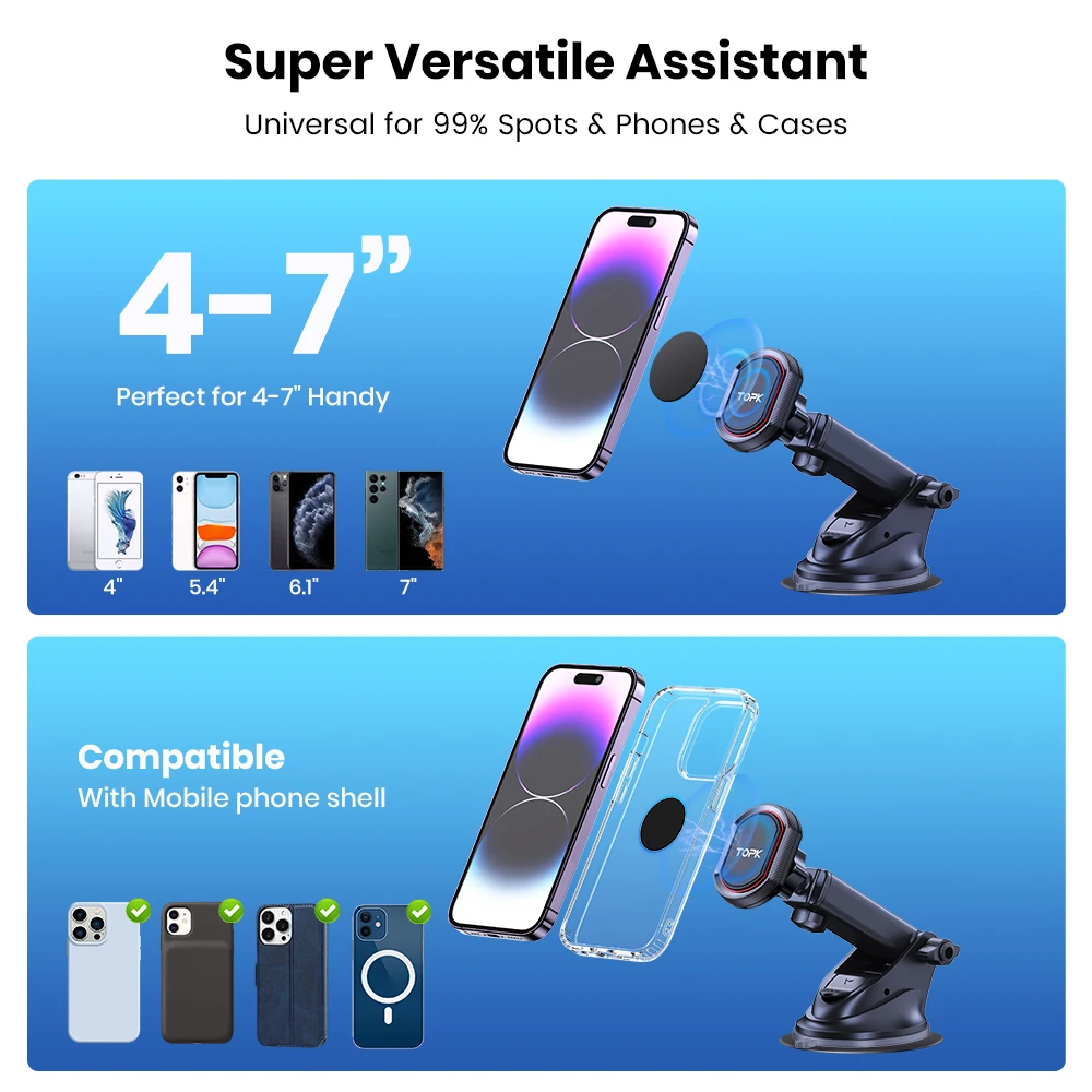TOPK 6 starke Magnete, Auto-Handyhalterung, Handyhalterung fürs Auto, Mag-Safe-Handyhalterung, magnetische Autohalterung, kompatibel mit allen Smartphones – Detail 14