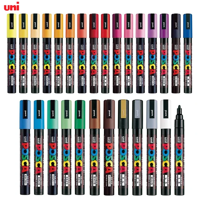 28 Colors Set Uni Posca PC-5M Acrylic Paint Markers Pens Water-Based  Non-Toxic Medium Point Art Drawing Pen for Kids Girls Rock