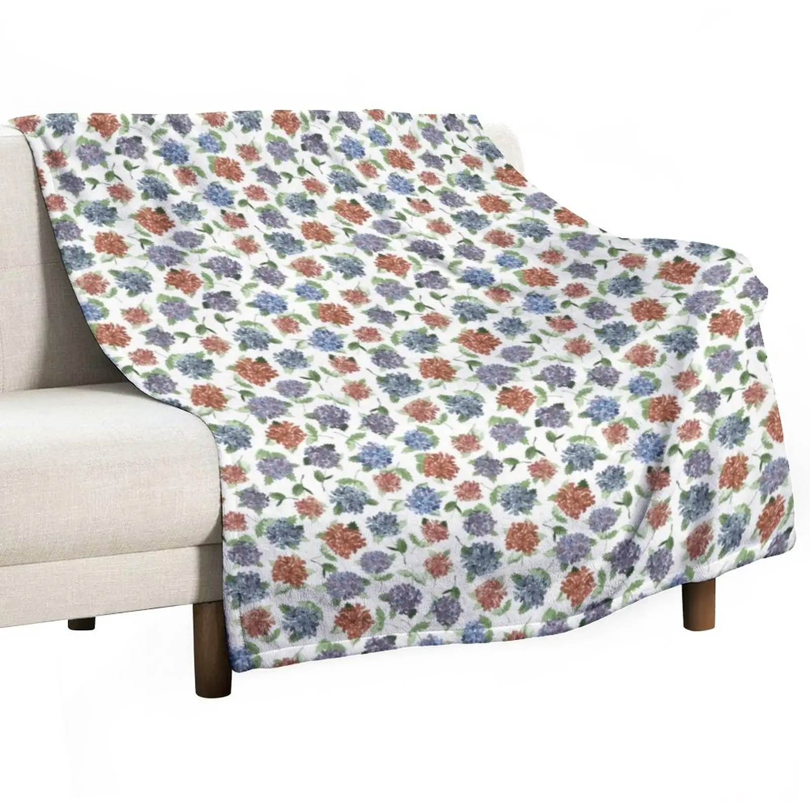 

New Hydrangeas in blue and earth tones Throw Blanket Decorative Sofa Blankets Fashion Sofa Blankets Cute Blanket Plaid