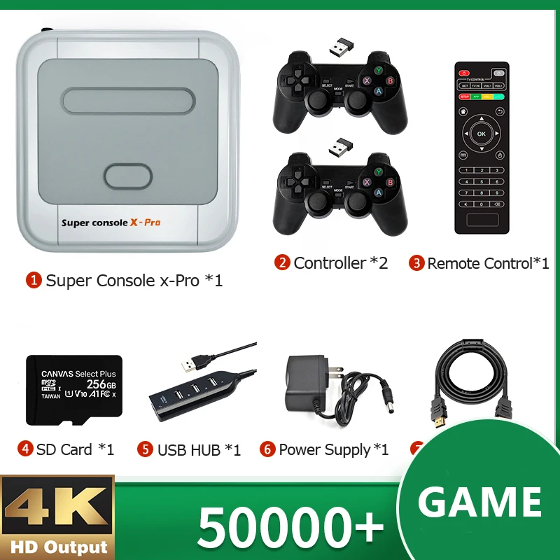  ܼ XPro  50000 +  ÷̾ PS1/N64/DC  4K HD HDMI   2.4G   Ʈѷ 