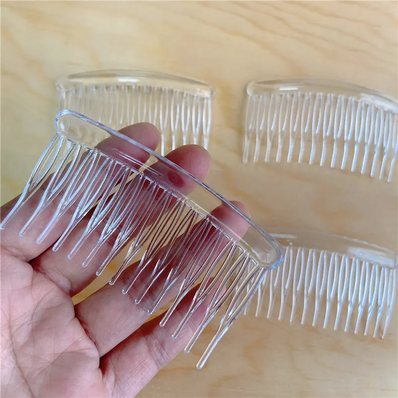 

Free shpping for bulk medium size 15teeth transparent 8 cmwhite plain plastic comb for diy hair accessories