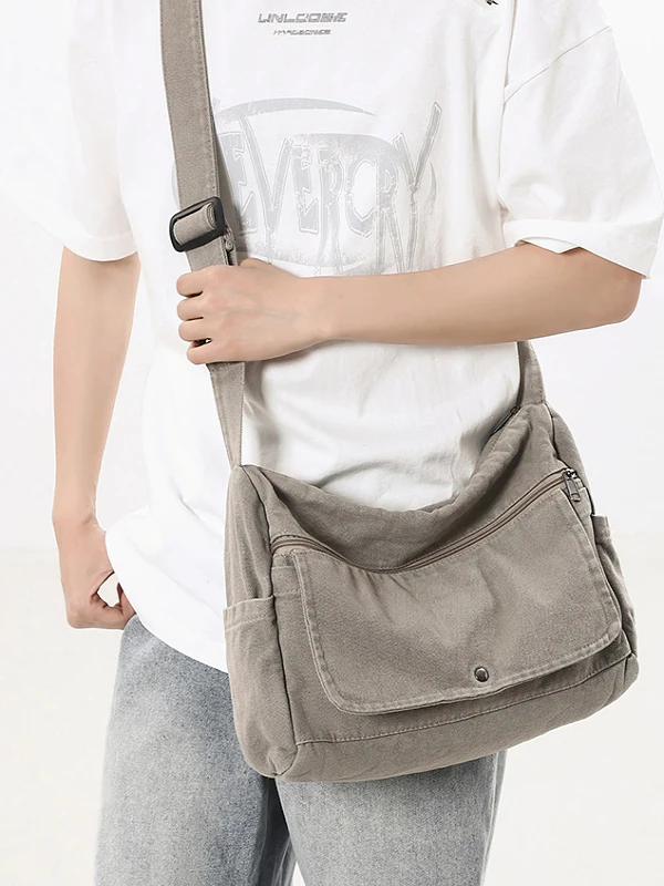 Retro Waed Canvas Crossbody Bag Men's New Trend Large Capaci Single oulder Bag Women's Sport Casual Menger Bag
