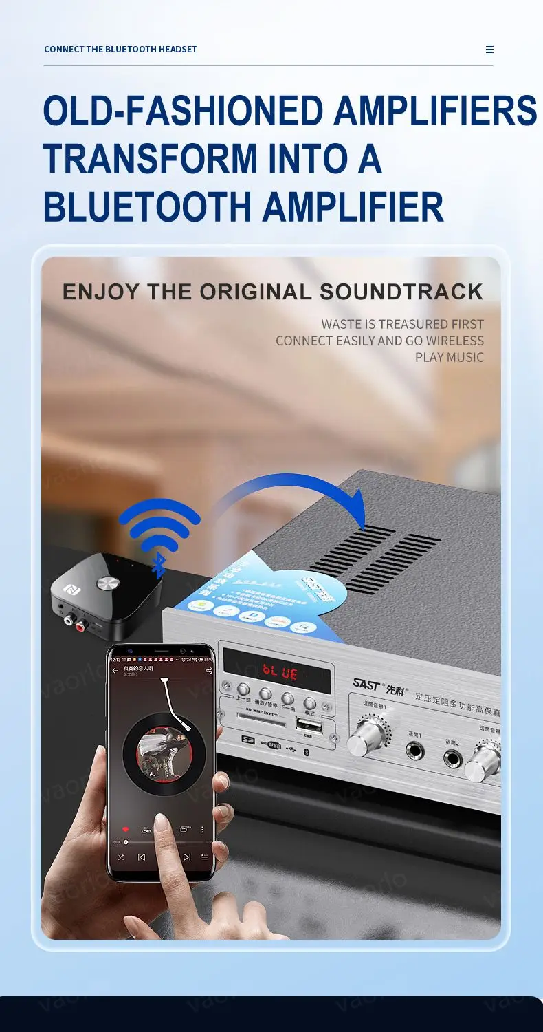 NFC Bluetooth 5.3 Audio Receiver 3.5mm AUX R/L RCA Stereo HIFI Music Wireless Ad