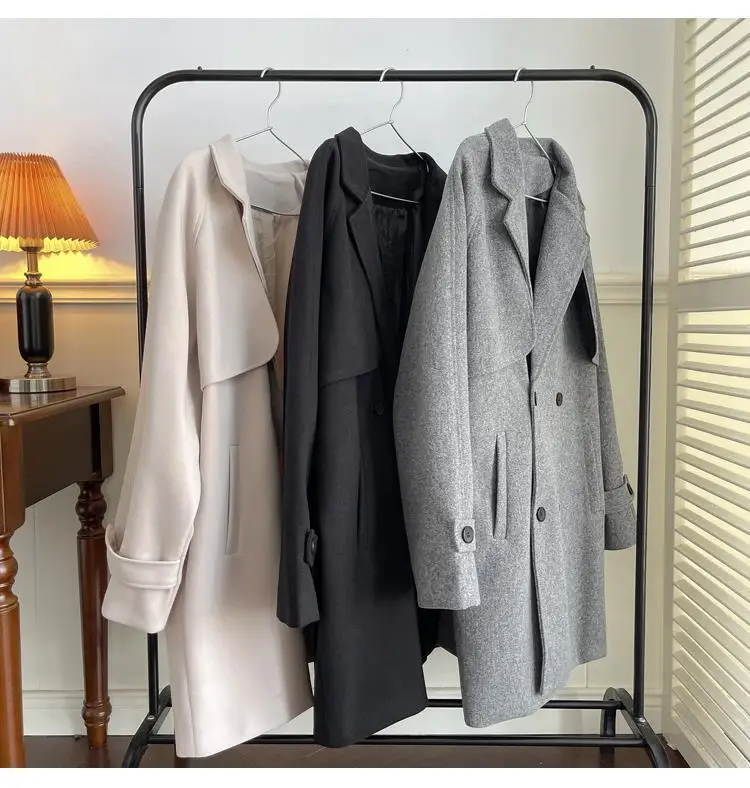 

Wool Cashmere Coats Slim Vintage Trench British Fashion Classic Luxury Woolen Jackets Elegant Autumn Winter Men Overcoat Y70