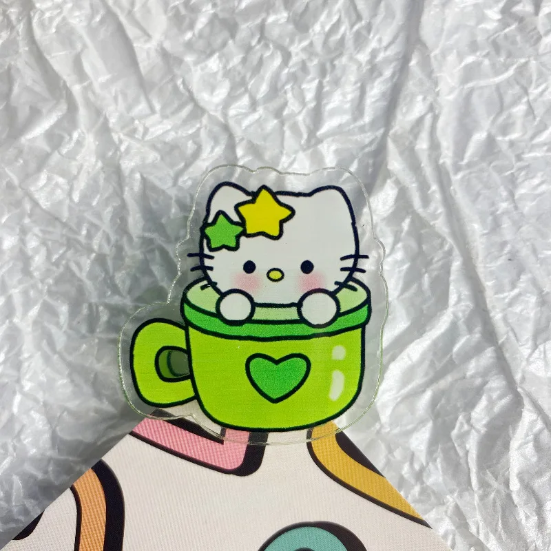 5pcs Kawaii Cartoon Hello Kitty Acrylic Binding Clip Student School File Paper Clip Office Stationery Supplies Binding Storage