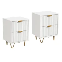 Comanlai 2 шт. Прикроватная тумбочка с 2 ящиками, тумбочка с металлическими ножками, комод для гостиной, 49x29x47 см — изображение 3