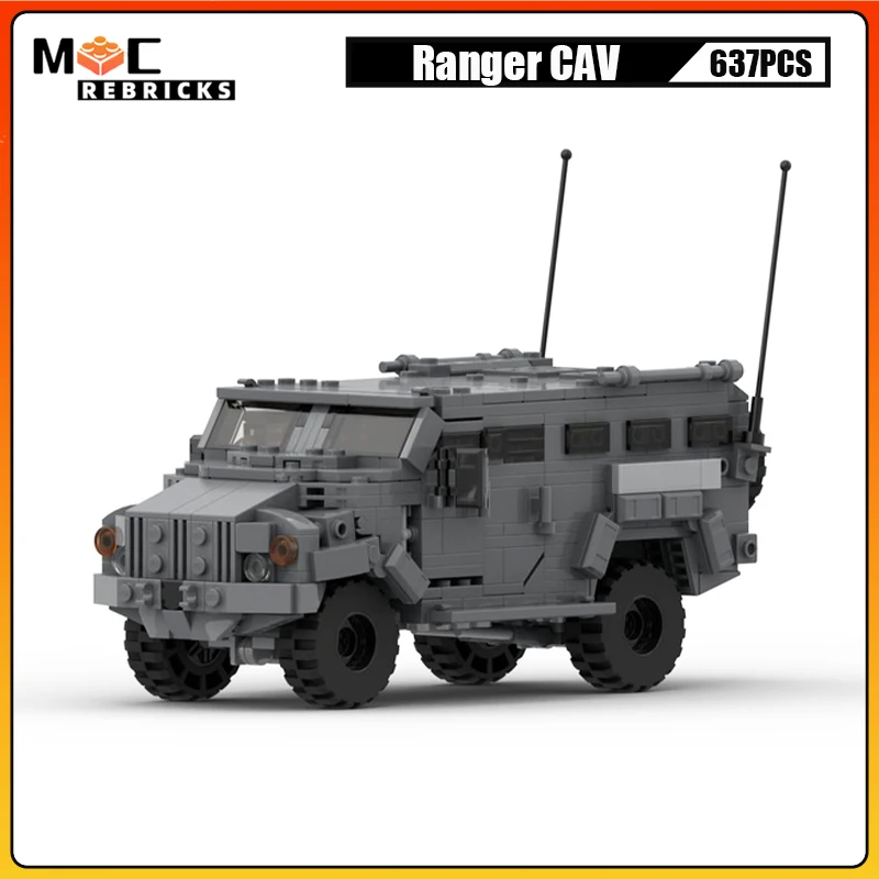 

Конструктор MOC армейский рейнджер CAV, грузовик для защиты от засады, защищенный бронированный автомобиль, техническая модель «сделай сам», Детские кубики, игрушки