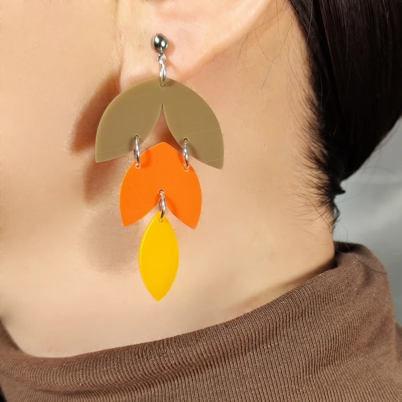 KUGUYS Acryl-Blatt-Ohrringe für Damen, Statement-Schmuck, trendiges Acryl-Zubehör, Sommergeschenk – Detail 15