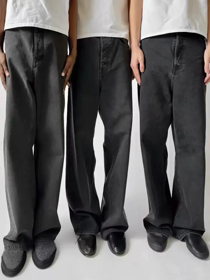 Vujade 009 High Waist Straight Leg Wide Leg Jeans Bla Waed Retro