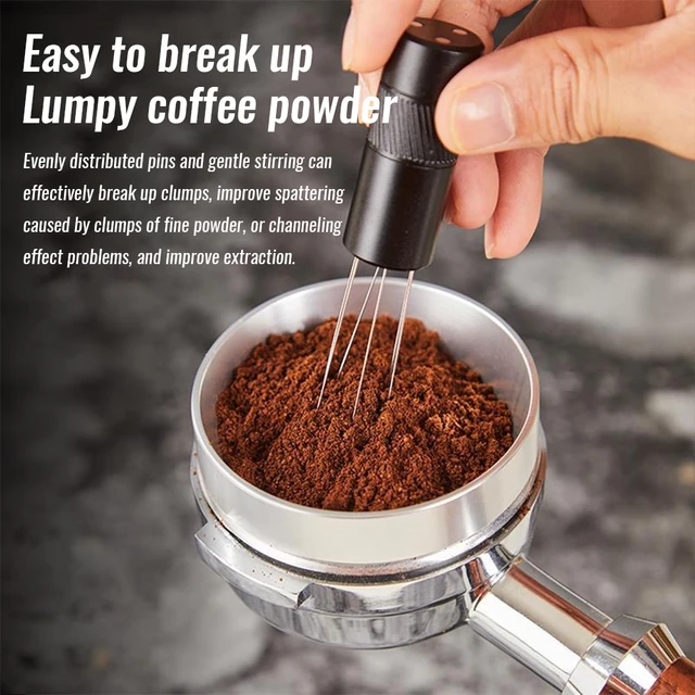 Espresso Machine Spread Powder Needle Stainless Steel Coffee Powder Needle with Storage and Mixing AIDS