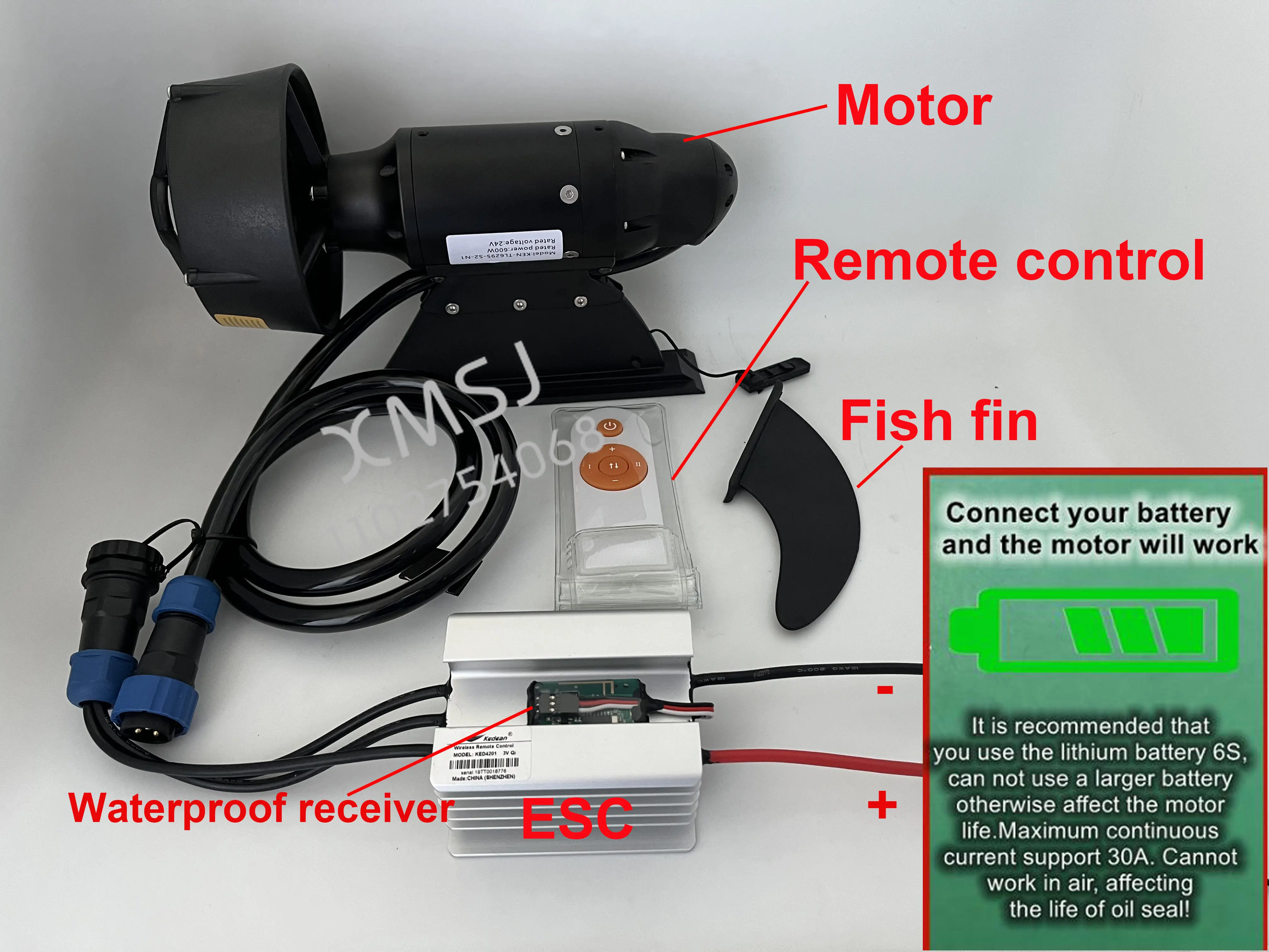 Electric Motor with  Battery Case Electric Fin Stand Up Paddle Board Push Motor E Fin SUP Surf Kayak POWER FIN